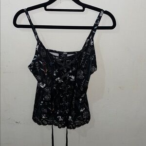 Black Lace-Up Women's Top